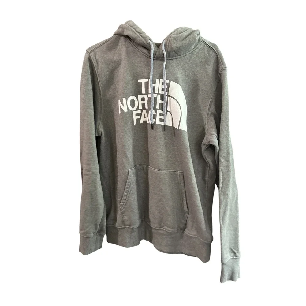 The North Face Mens Half Dome Logo Pullover Hoodie Grey Heather Sweatshirt L